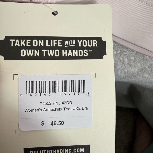 NWT Duluth Trading Co Armochillo Teeluxe pale pink Bra size 42DD - Picture 9 of 9